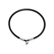 Silver Skull Black Leather Bracelet